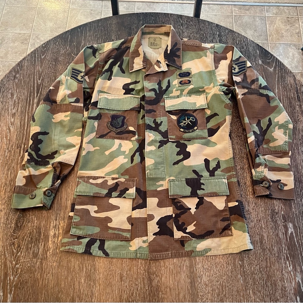 Authentic U.S. Military Air Force Woodland Camo Staff Sergeant Uniform Top